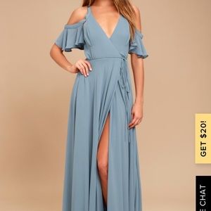 Lulu’s Easy Listening Slate Blue Wrap Dress, XL